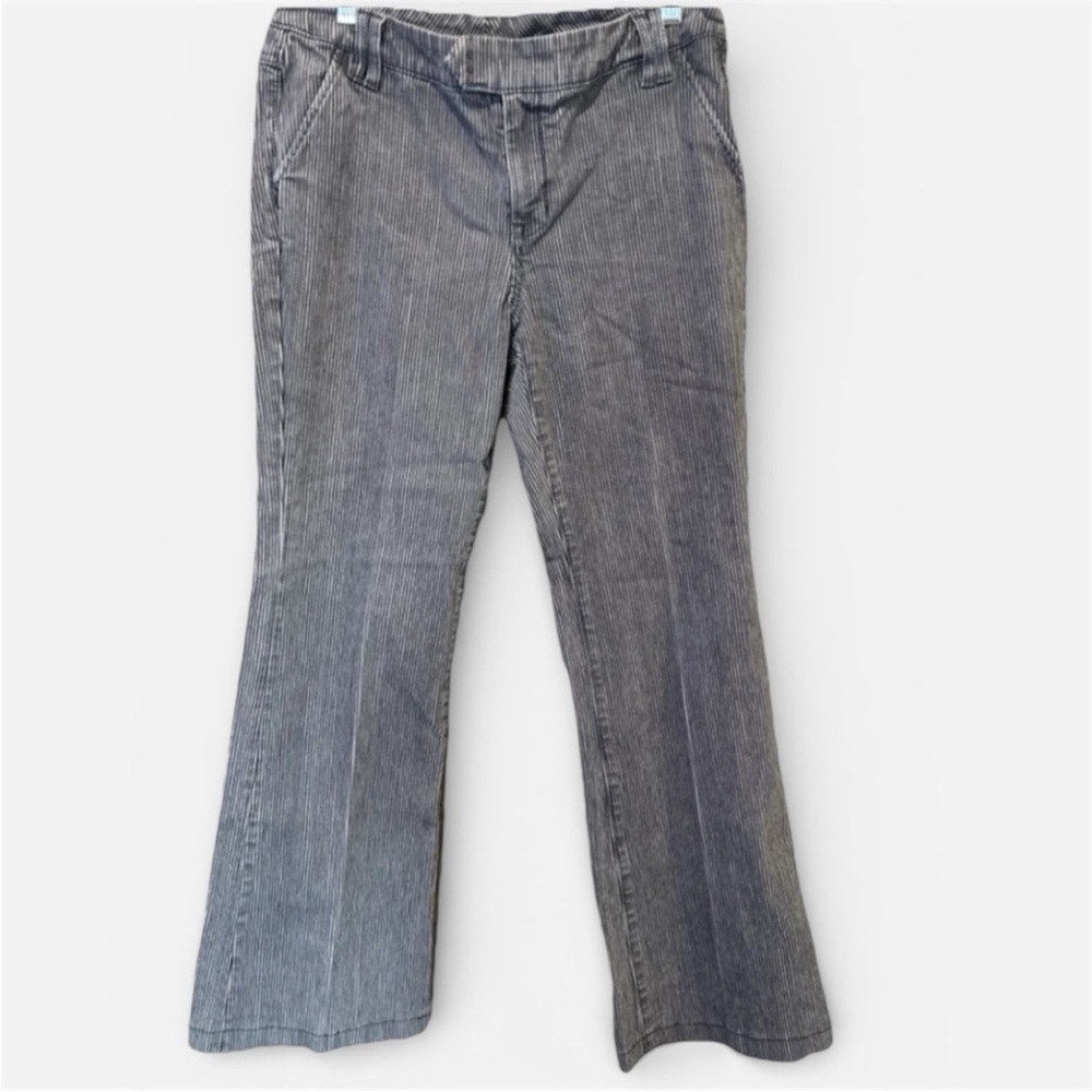 CAbi Railroad Stripe Wide Leg Trouser Jeans Size 8
